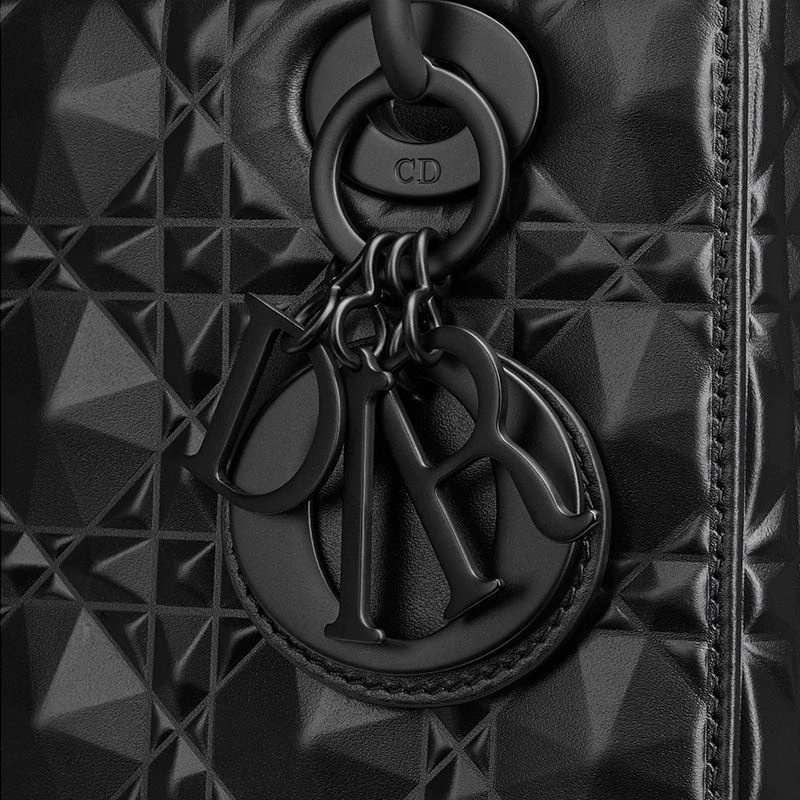 Lady Dior My ABCDior Bag Ultramatte Cannage Calfskin with Diamond Motif Black - Image 4