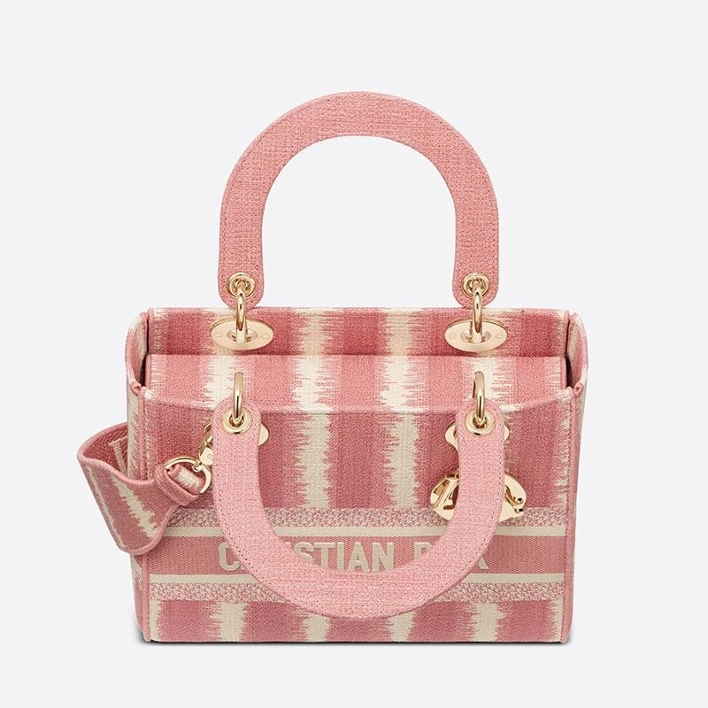 Medium Lady D-lite Bag D-Stripes Motif Canvas Pink - Image 4