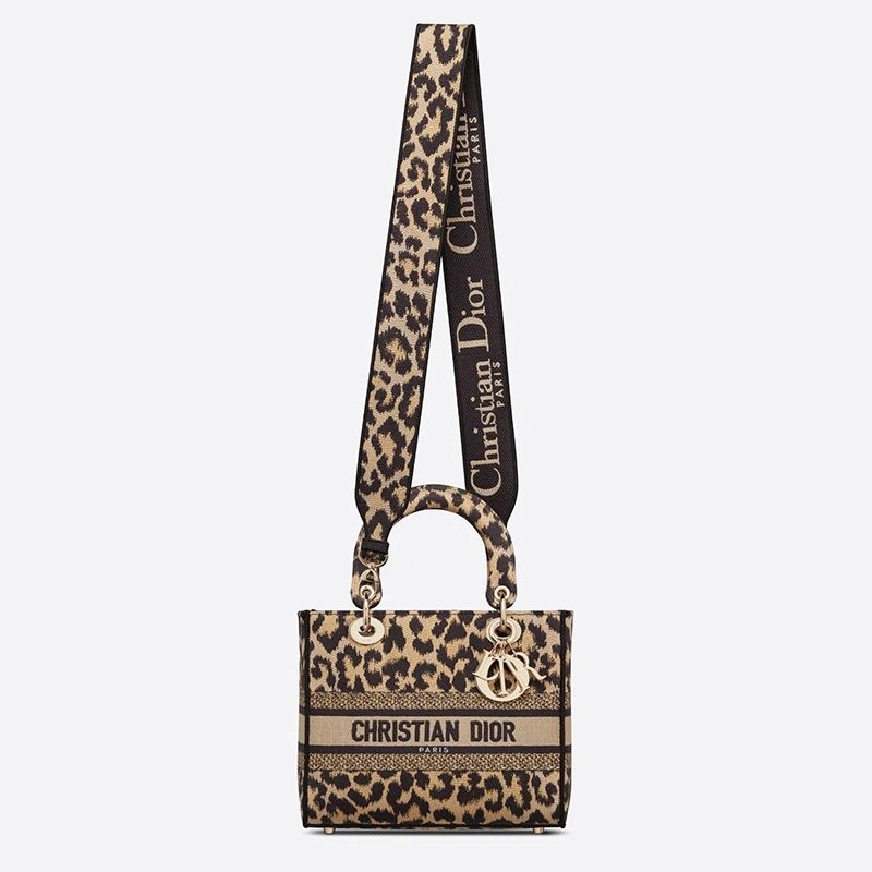 Medium Lady D-lite Bag Mizza Motif Canvas Beige - Image 5