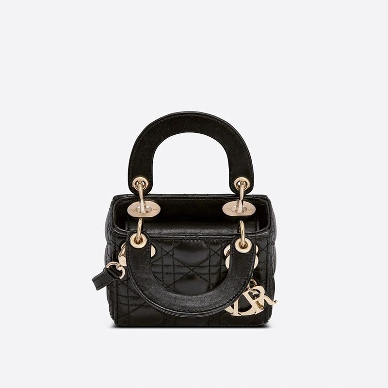 Micro Lady Dior Bag Cannage Lambskin Black - Image 3