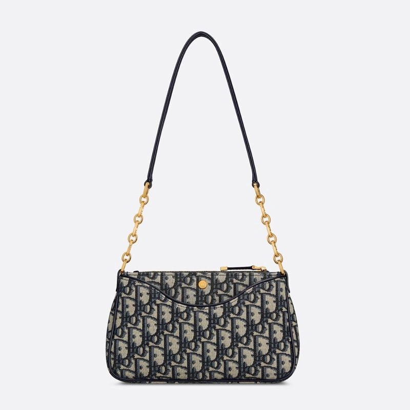 Mini Dior 30 Montaigne Hobo Avenue Bag Oblique Motif Canvas Blue - Image 5