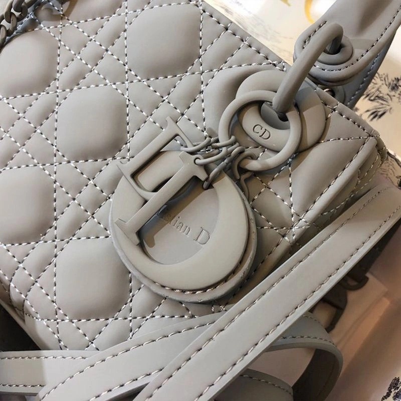 Mini Lady Dior Bag Ultramatte Calfskin Grey - Image 5