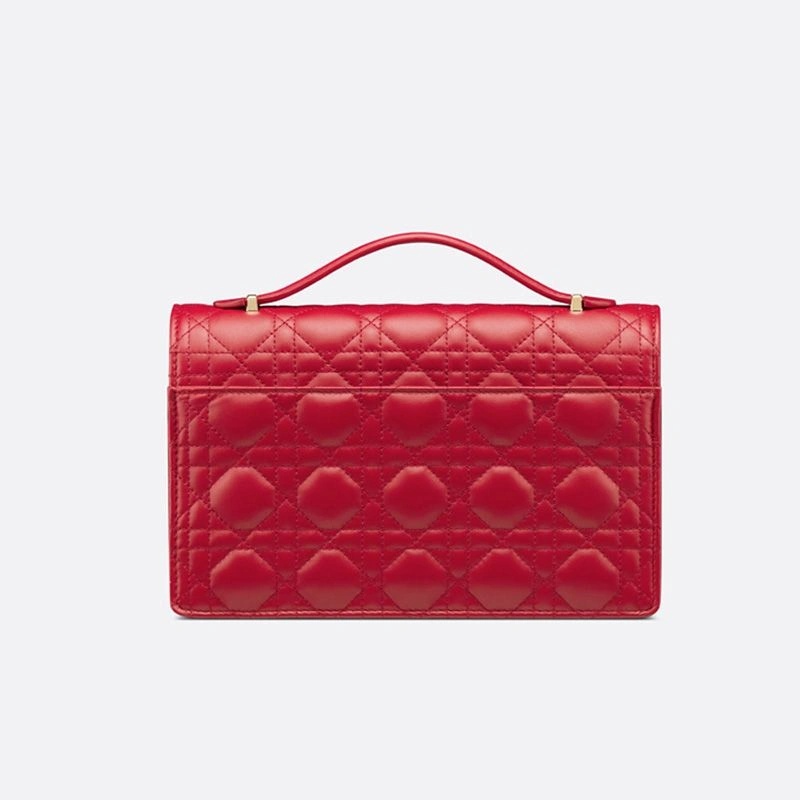 Small Miss Dior Top Handle Bag Cannage Lambskin Red - Image 3