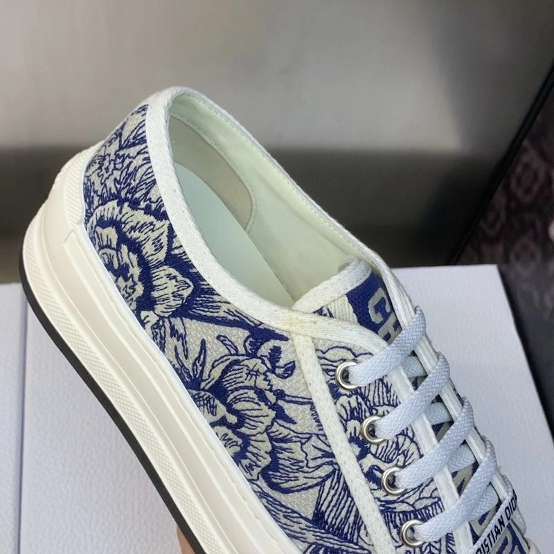 Walk'N'Dior Platform Sneakers Unisex Jardin d'Hiver Motif Canvas Blue - Image 3