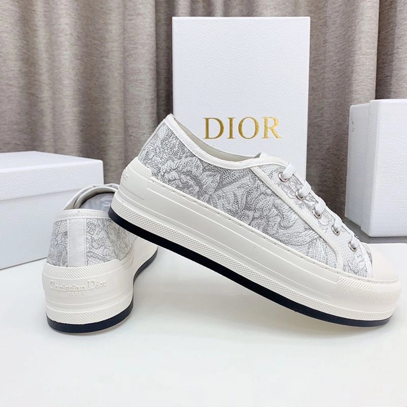 Walk'N'Dior Platform Sneakers Unisex Jardin d'Hiver Motif Canvas Grey - Image 3