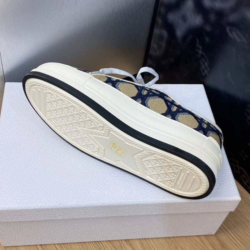 Walk'n'Dior Platform Sneakers Unisex Macrocannage Motif Canvas Blue - Image 4