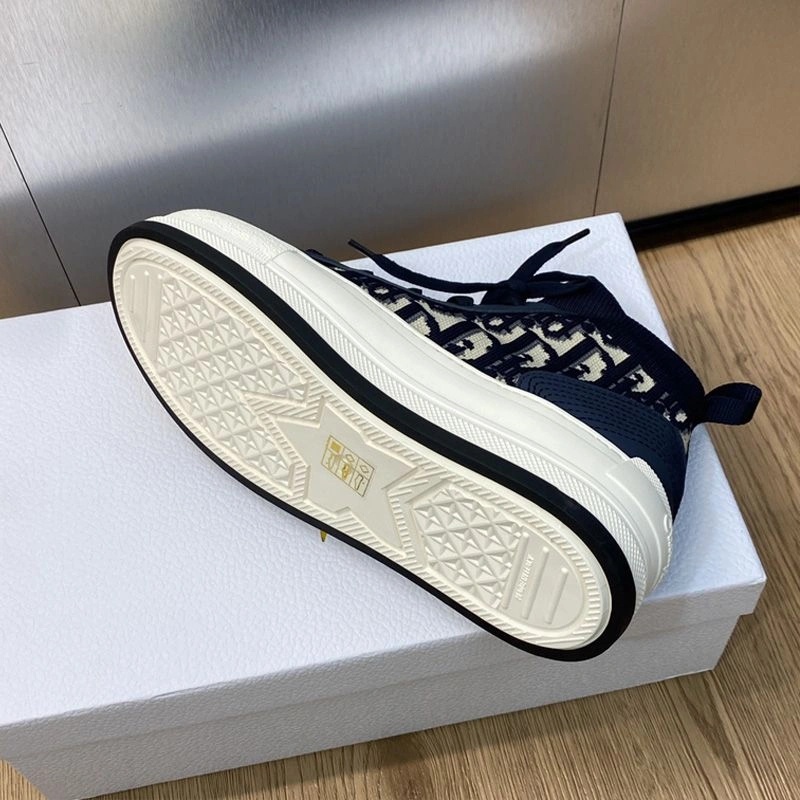 Walk'n'Dior Platform Sneakers Unisex Oblique Motif Technical Mesh and Calfskin Navy Blue - Image 4