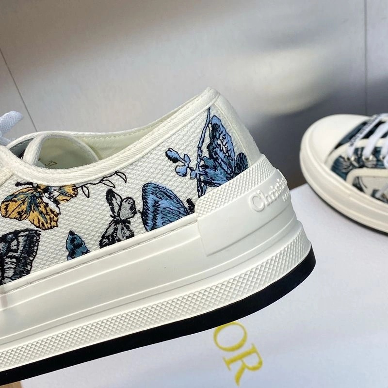 Walk'n'Dior Platform Sneakers Unisex Toile de Jouy Mexico Motif Canvas White Blue - Image 3
